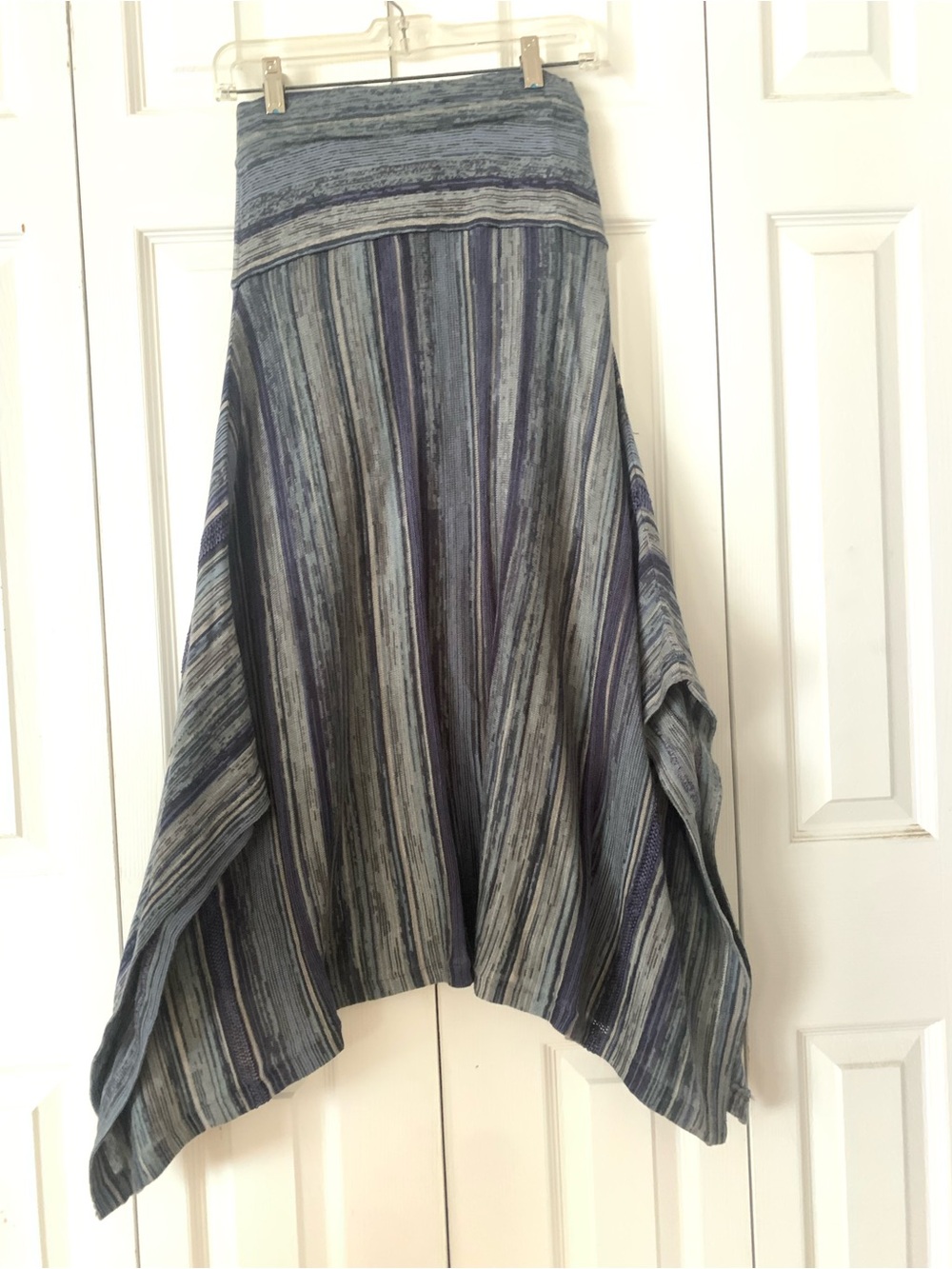 Peruvian Connection Pima cotton Asymmetrical Striped middie Skirt